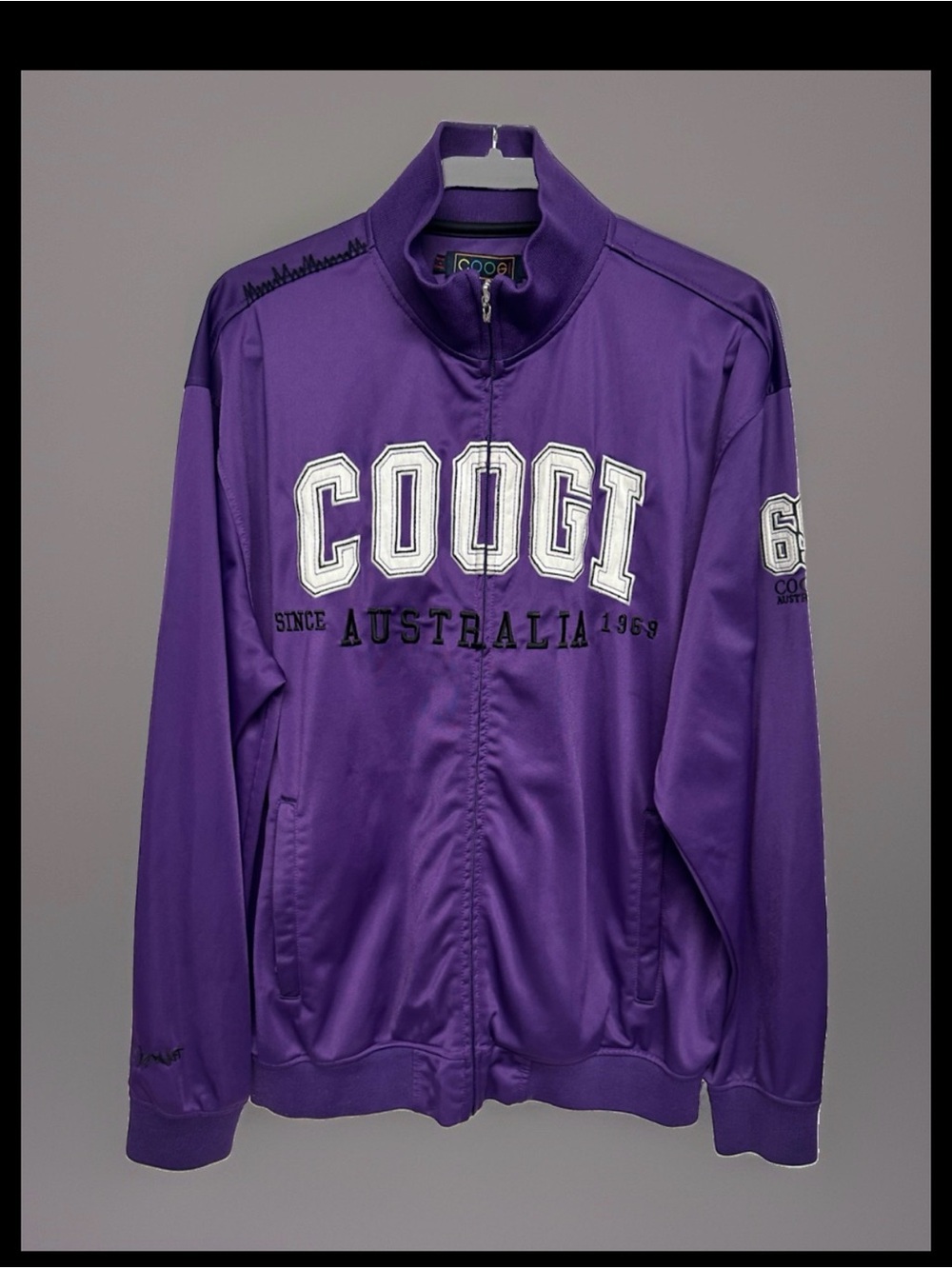 Y2K Coogi Purple Spellout Track Jacket XL